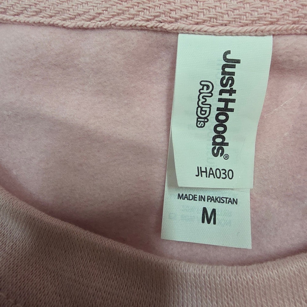 Just Hoods AWDis Pink Sequin TF Varsity Crewneck Sweatshirt Womens Medium JHA030 - Picture 6 of 7